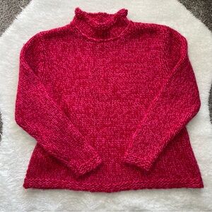 Crossroads vintage pink/red crochet knit turtleneck sweater